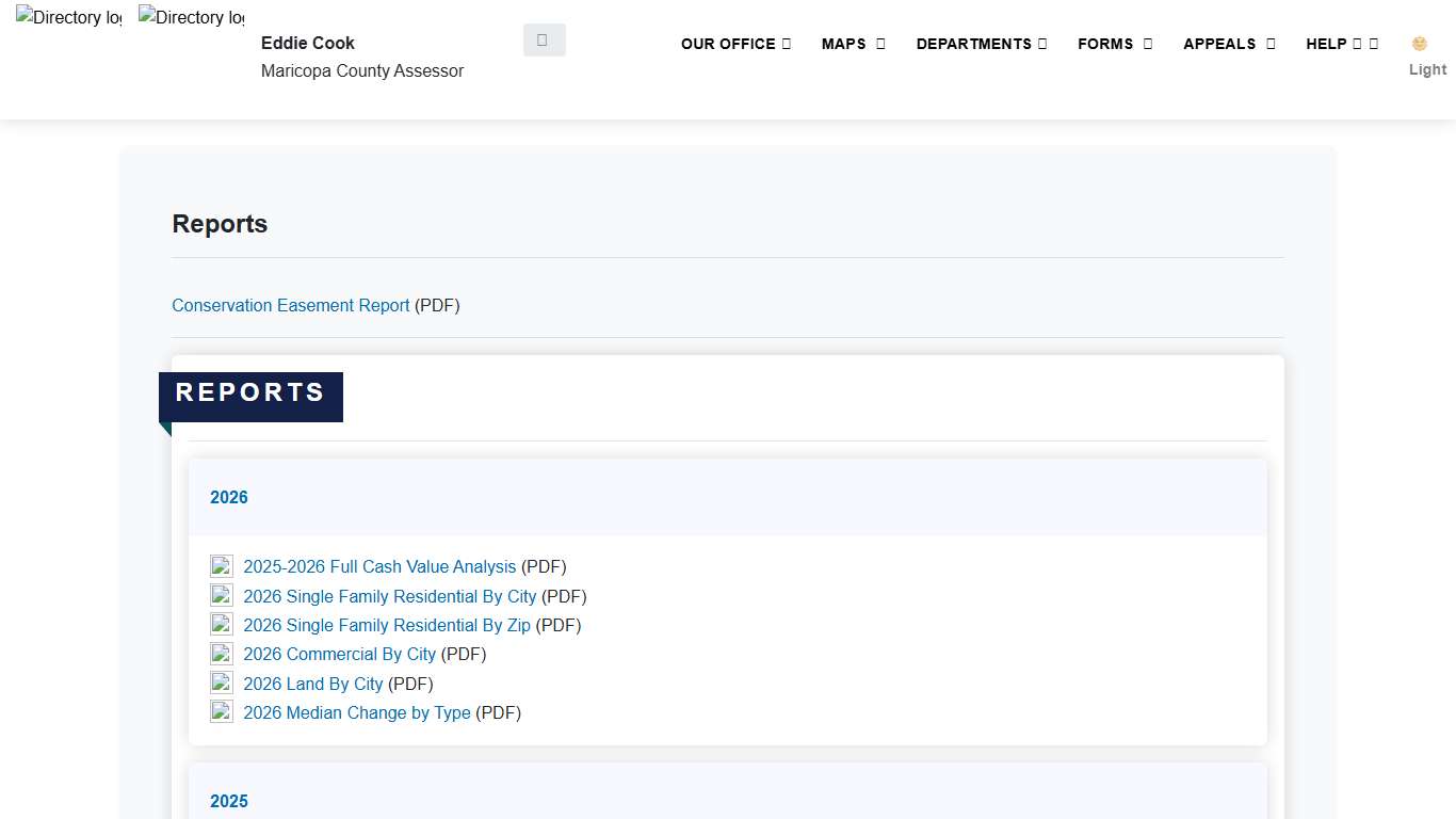 Reports Home - Maricopa County Assessor's Office